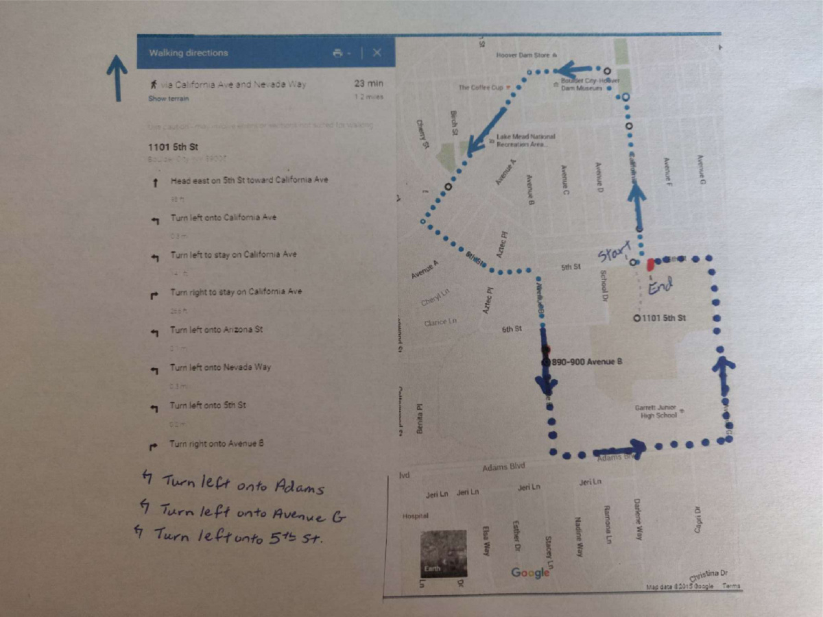 Map Grad Parade Boulder City, Nevada