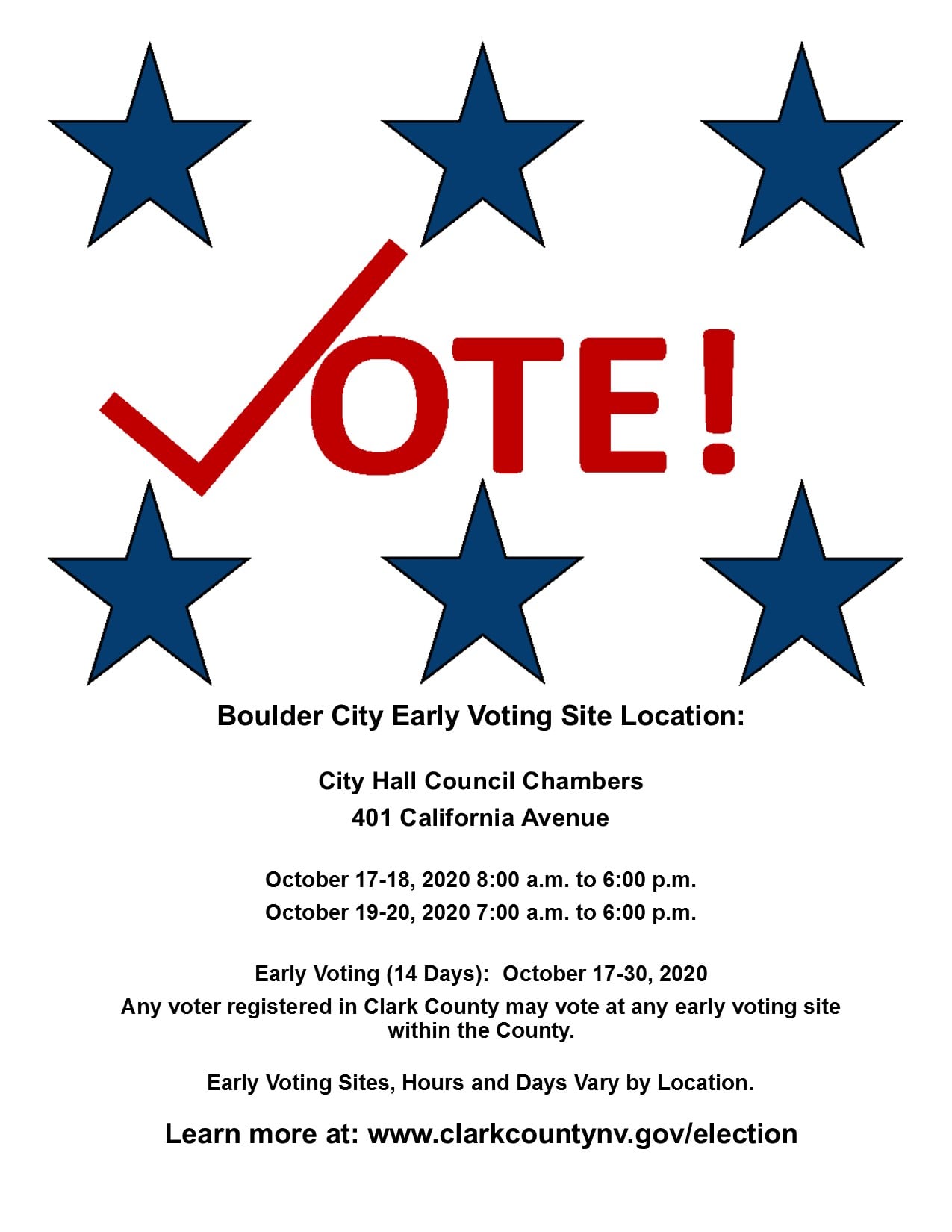 Early Voting Flyer Boulder City, Nevada