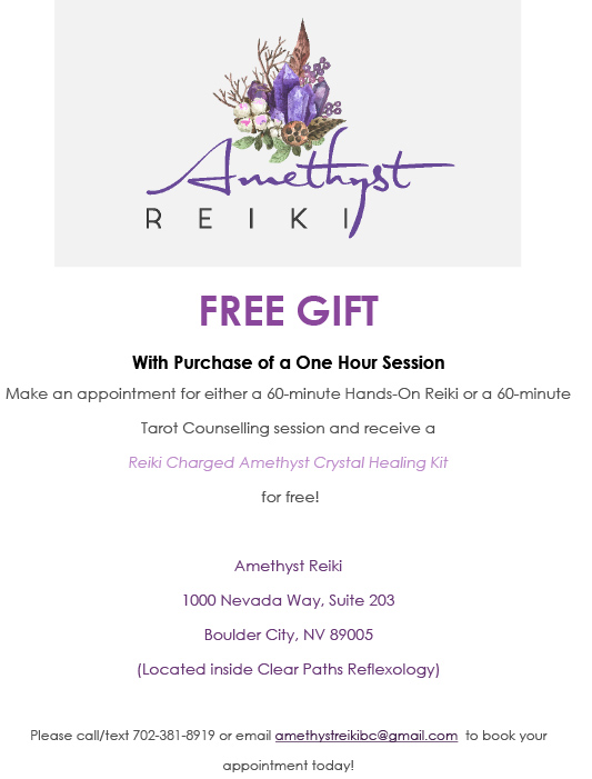 Amethyst Reiki Free Gift Flyer Boulder City, NV