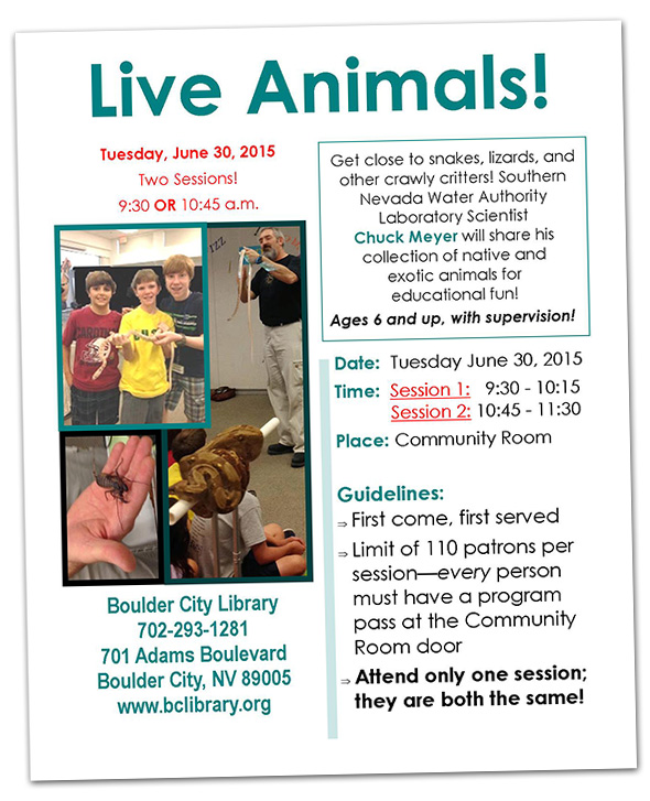 Live Animals at Boulder City Library in Boulder City, Nevada