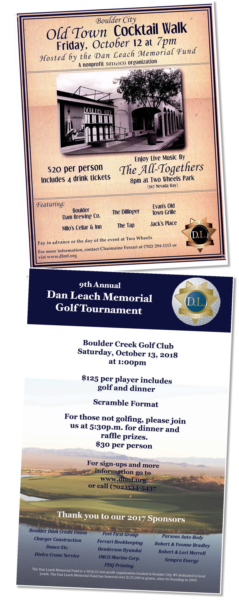 Dan Leach Fund Flyers 2018 Boulder City, Nevada