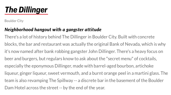 Thrillist Speakeasy Dillinger Boulder City, NV