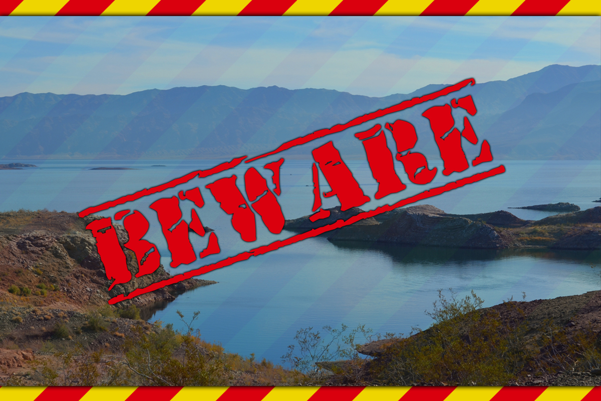 Beware Sign - Lake Mead National Recreation Area Near Boulder City, Nevada