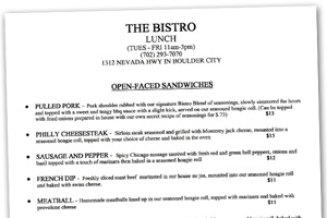 The Bistro's Lunch Menu