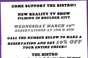 Be In A TV Show Filming at The Bistro