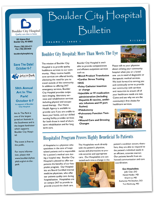 Boulder City Nevada Hospital Bulletin 090112 Boulder City Nevada Hospital Bulletin 090112