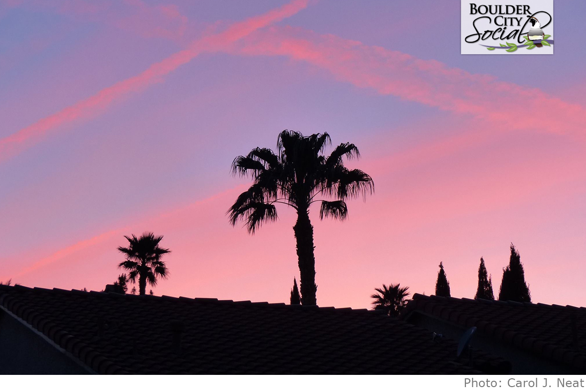 Plane Contrails at Sunset by Carol J. Neat