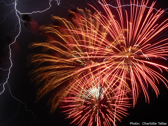Fan Photo Charlotte Tallas Lightning & Fireworks in Boulder City, Nevada
