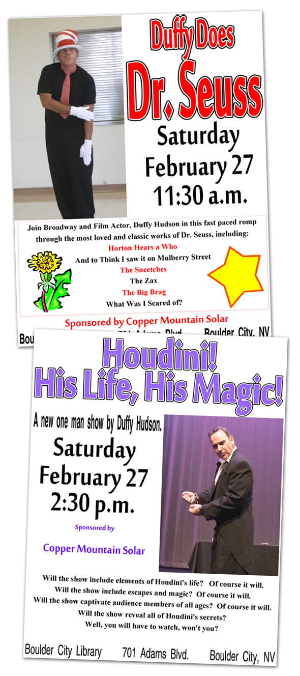 Duffy Performs Houdini & Seuss in Boulder City, Nevada