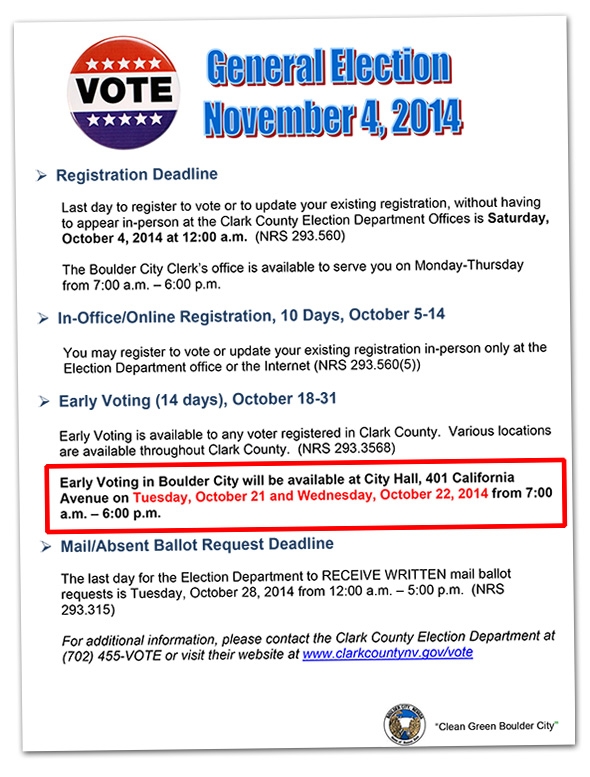 Early Voting Info for Boulder City, Nevada