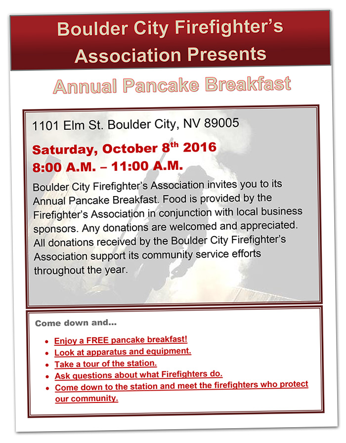 Boulder City, Nevada Fire Department's Pancake Breakfast