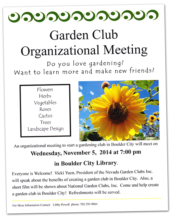 Garden Club Organization Meeting in Boulder City, Nevada