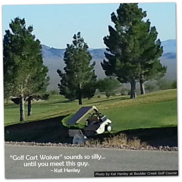 Golf Cart in Boulder City Golf Course Ditch in Nevada