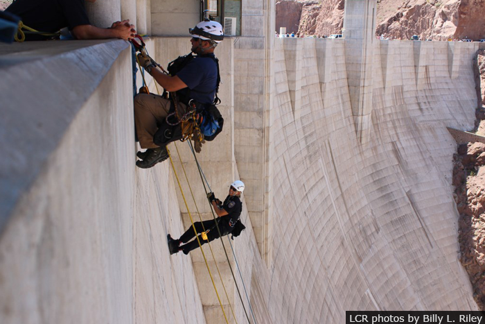 Rope Rappelling on Hoover Dam Near Boulder City, Nevada