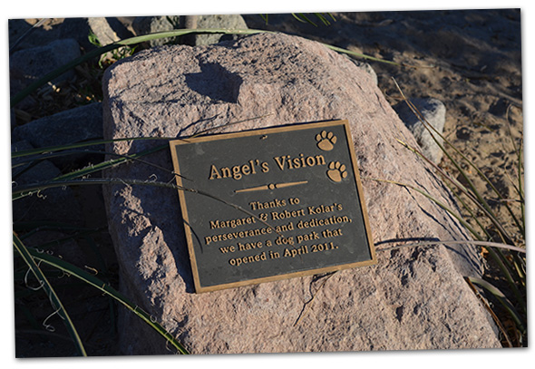 Margaret and Bob Kolar's Plaque at the Boulder City, Nevada Dog Park