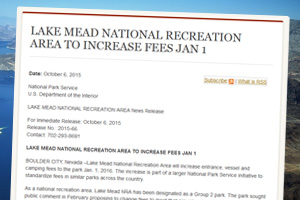 Lake Mead NRA Increasing Entrance Fees