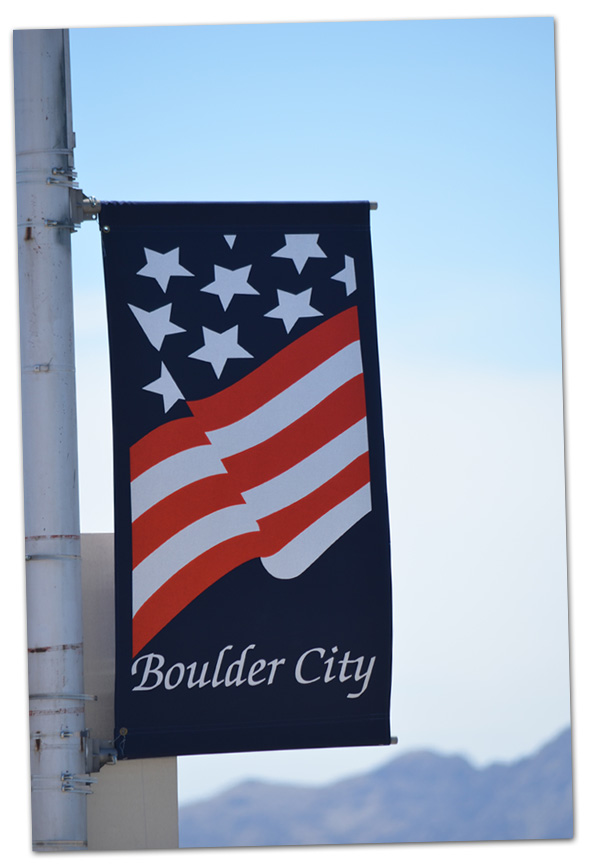 Patriotic Banners on Nevada Highway in Boulder City, Nevada