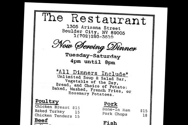 Dinner is Served At The Boulder Dam Hotel