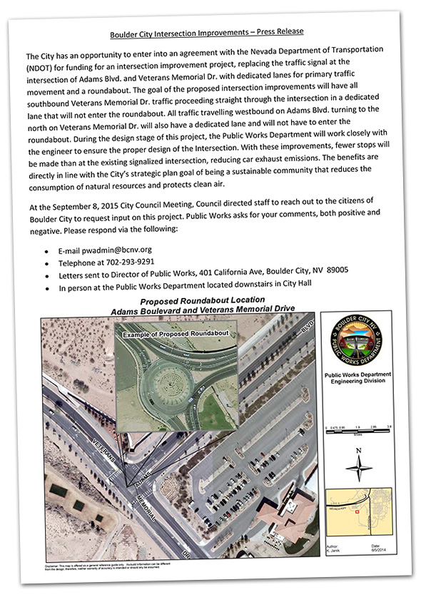 Proposed Roundabout in Boulder City, Nevada