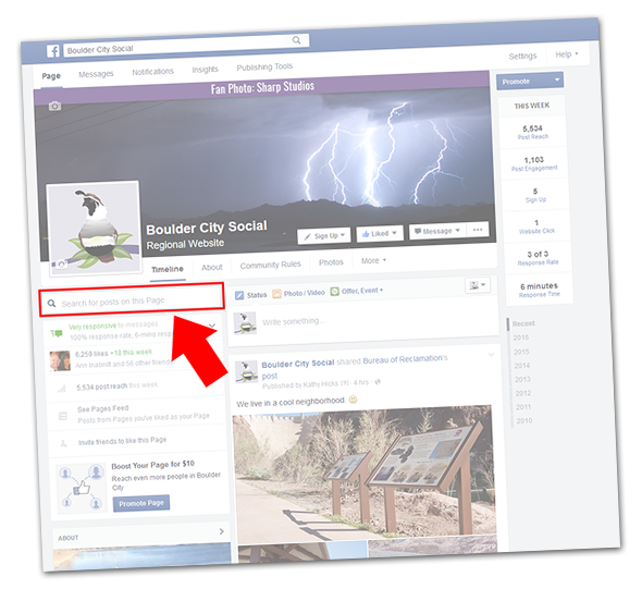 Search On Boulder City Social's Facebook Page