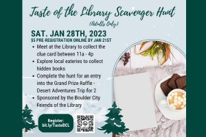Flyer for Taste of the Library Scavenger Hunt in Boulder City, NV