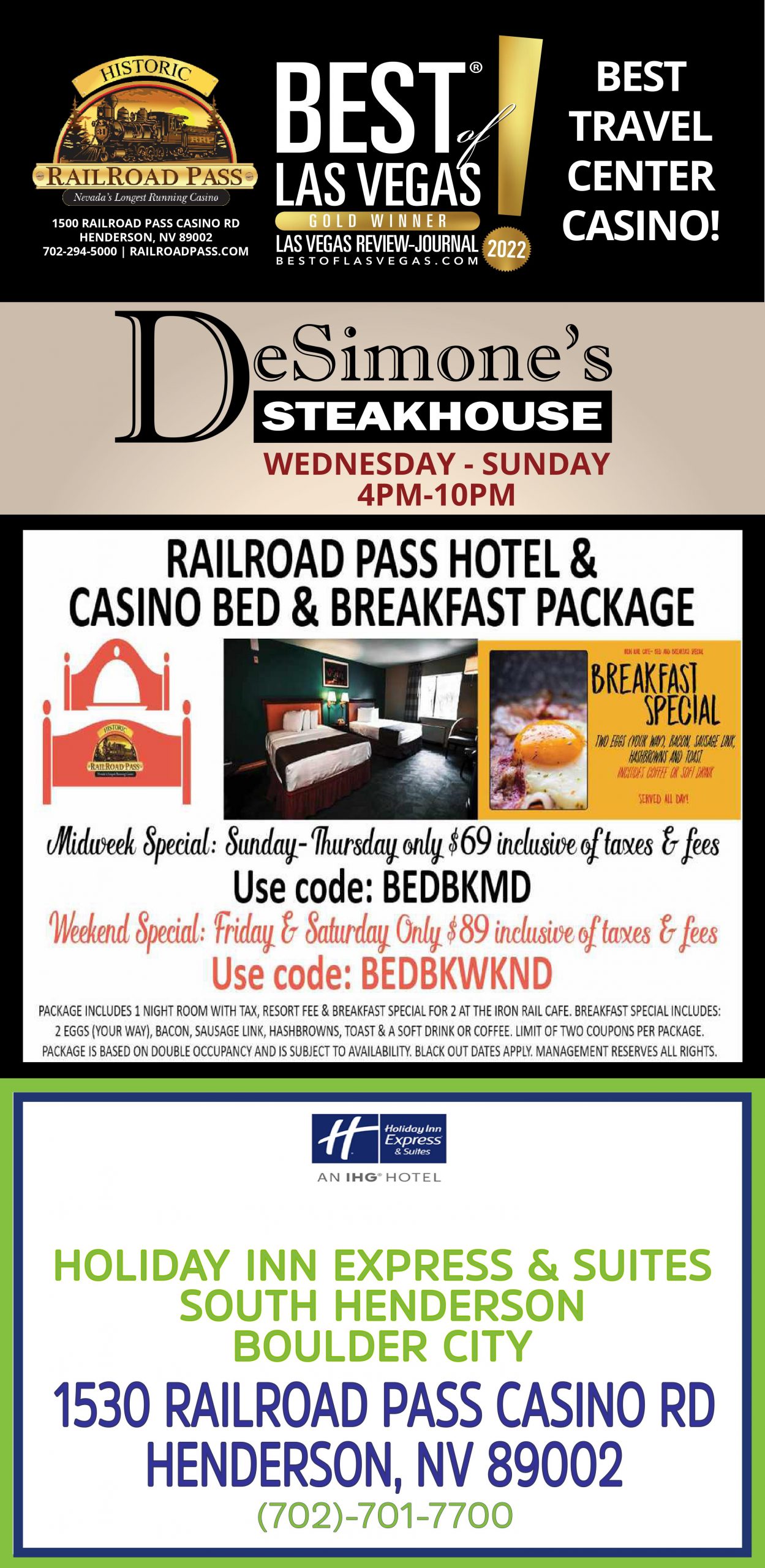 Railroad Pass Hotel Casino Boulder City Nevada
