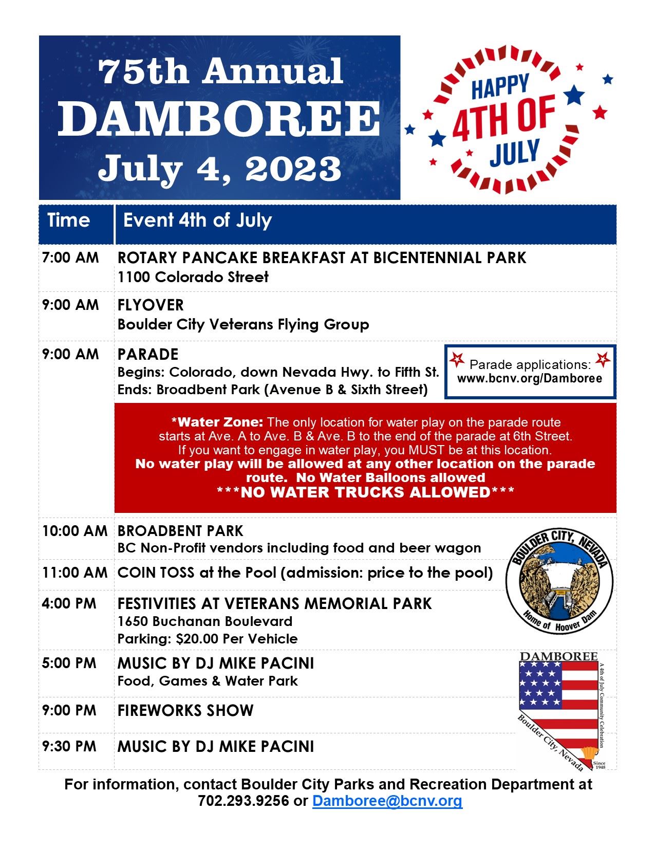 DamboreeSchedule2023 Boulder City Nevada