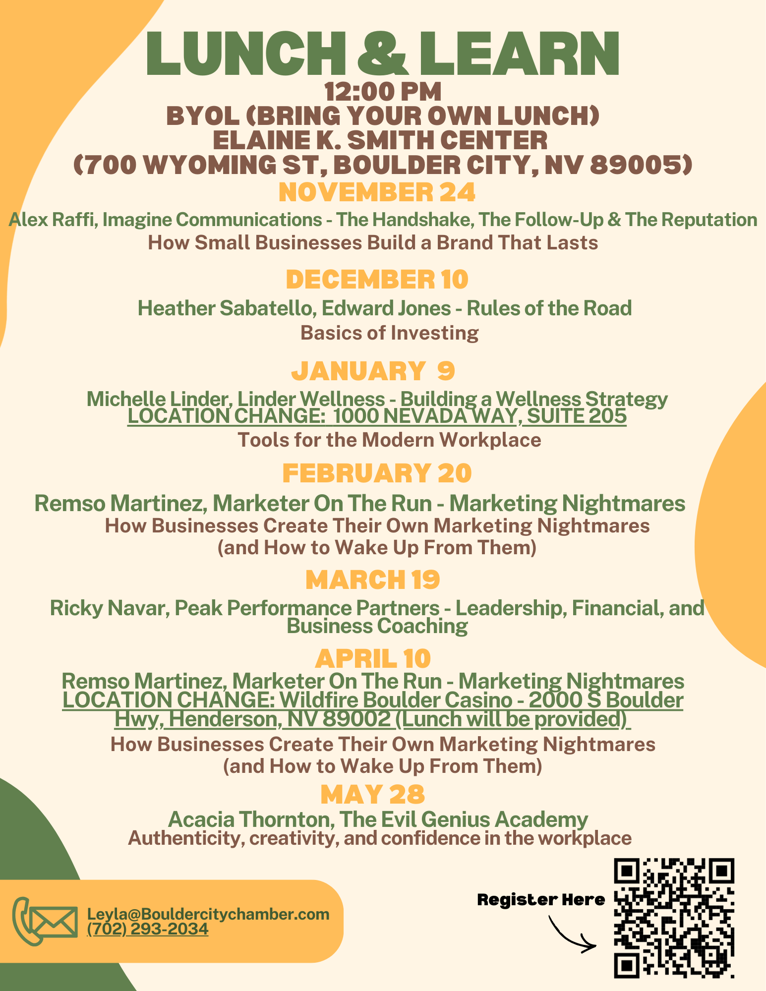 Educational Series - Lunch & Learn Flyers Boulder City Nevada