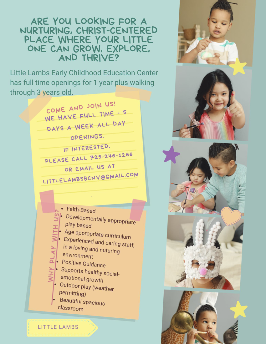 Little Lambs Childcare & Preschool Openings Boulder City Nevada