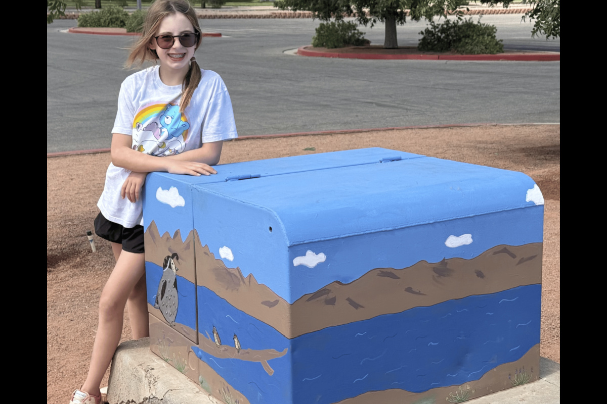 Ava at her utility box near Bravo Field (courtesy of Lindy Christensen)