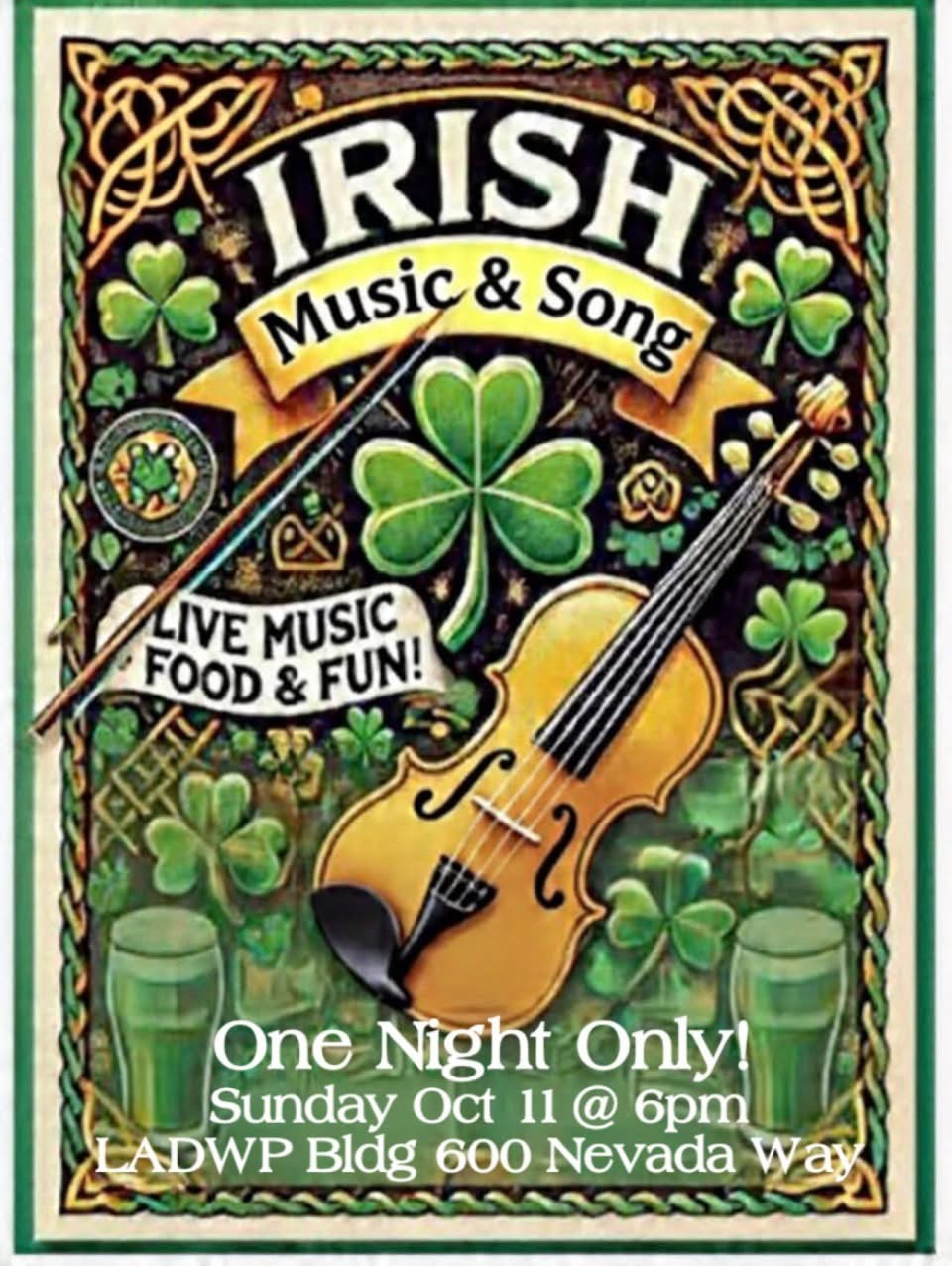 Irish Music and Song event flyer